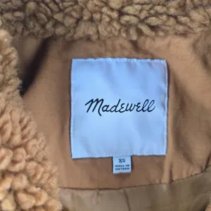 Madewell Sherpa Portland Jacket In Gold Peckan Snap Button‎ Brown XS thumbnail 5