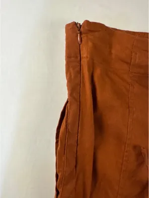 Anthropologie Rust Orange Wide-Leg Linen Blend Pants thumbnail 6