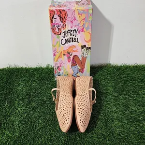 Jeffrey Campbell KHLOE Perforated Square Toe Flat - Beige - Women's Size 8 thumbnail 3