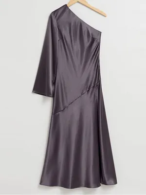 & Other Stories savoir Satin off shoulder Maxi Dress asymmetric 34 thumbnail 7