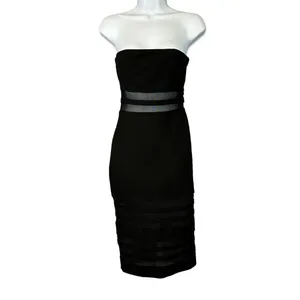 Revolve Superdown Black Strapless Midi Tube Dress Size XS Bodycon Magdalena thumbnail 4