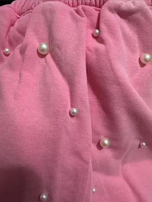 Peach Love California Pink Pearl-Embellished Athletic Shorts thumbnail 5