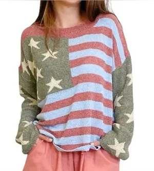 POL American Flag Oversized Sweater‎ thumbnail 1