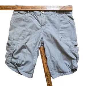 Eddie Bauer Womens Cargo Shorts Size 4 Khaki Cotton Utility Hiking Side Snap thumbnail 4