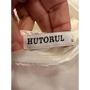 HUTORUL White Satin Mini Dress Retro Prom Size M thumbnail 7