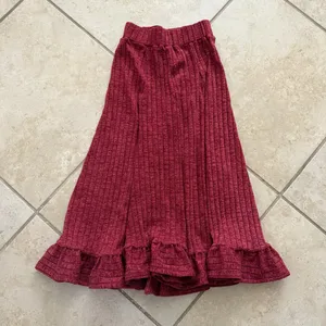 Anthropologie Pauline Midi Sweater Skirt Red Rouge Ruffled Ribbed Size XS thumbnail 4