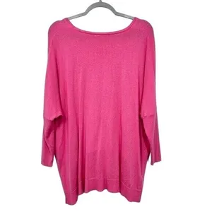 Fresh Produce Pink Cashmere Sweater Relaxed‎ Fit Dolman Sleeve Casual Cozy thumbnail 2