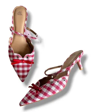 Wild Fable Lysandra Gingham Eyelet Kitten Heels Women’s 9.5 Red & White NWT thumbnail 1