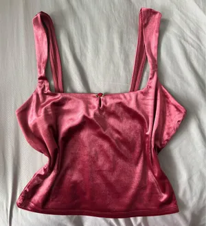 Red mauve top with rose detail thumbnail 1