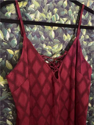 BAND OF THE FREE Lila Burgundy Autumn Slit Midi Dress Sleeveless Boho Medium thumbnail 6