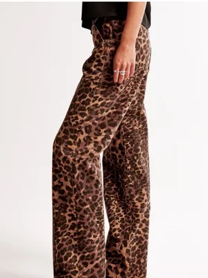 Abercrombie The Baggy Low Rise Curve Love Leopard Jeans Sz 26 thumbnail 4