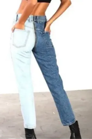 Revice split color full zippered denim jeans two color Size 24 light &‎ dark thumbnail 1