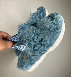 UGG Fluffita Blue Shaggy Faux Fur Platform Slingback Slide Sandals Womens 7 thumbnail 1