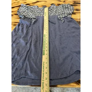 Suzanne Betro Size Large Tunic Top Shirt Blue Flutter Sleeve Knit Textured‎ Boho thumbnail 5