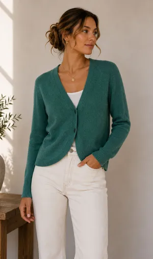 Madewell Green Cotton Wool Blend Cardigan Sweater Womens L Preppy Casual Fall thumbnail 1