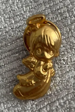 Precious Moments Vintage Boy Angel Religious Gold Tone Lapel Hat Tie Pin. thumbnail 1