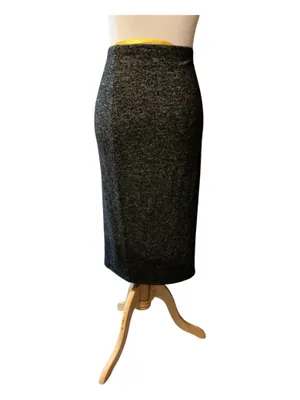 Express Marled Gray Knit Pencil Skirt Midi Size M Stretchy Pull-On thumbnail 2