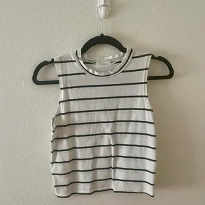 white cropped tank top with black stripes thumbnail 4