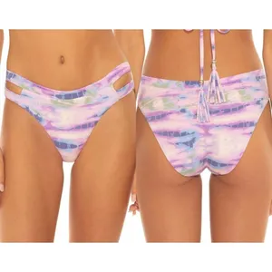 Isabella Rose Purple/Blue Tie Dye Split Strap Bikini‎ Bottom, Medium Purple thumbnail 2