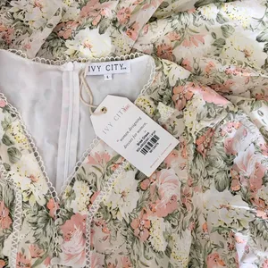 NWT IVY CITY CO Bree Floral Dress Midi Maxi Lace Trims Feminine Romantic Large thumbnail 10