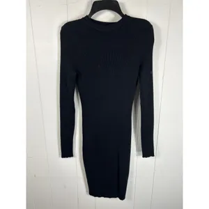 SEEK The Label Women's Black Ribbed Bodycon Mini Dress in Size S. thumbnail 7