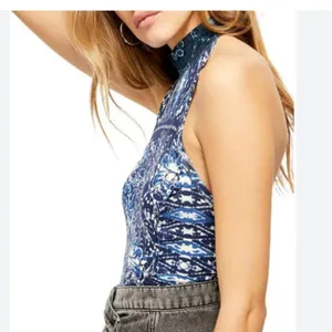 FREE PEOPLE Madagascar Halter Tank Top Indigo Combo SEXY CELESTIAL thumbnail 2