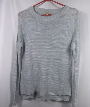LOFT XS Blue Cotton Open Knit Hi Low Sweater thumbnail 1