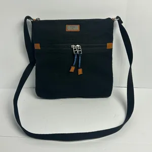 Fossil Black Canvas Crossbody Bag Leather Trim Messenger Shoulder Bag Adjustable thumbnail 2