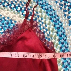 Miss Me Satin Lace Trim Tank Top Small Dark Romantic Dainty Ethereal Vamp Red thumbnail 10