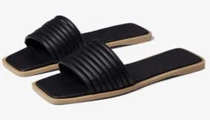 Dolce Vita NYX Stella Flats‎ Sandal BLACK Leather Size 9 thumbnail 1