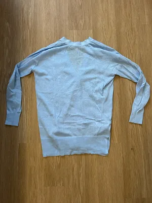 LOFT Light Blue V-Neck Button Front Cardigan thumbnail 2