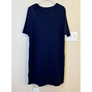 EILEEN FISHER Navy‎ Washable Stretch Crepe Side Zip Shift Dress Size Medium thumbnail 2