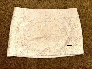 NWT Abercrombie White and Gold Jacquard Mini Skirt thumbnail 1