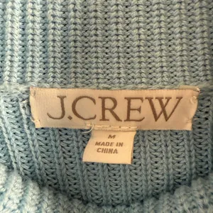J. Crew | Light Blue Cotton Cashmere Chunky Knit Relaxed Turtleneck | Medium thumbnail 4