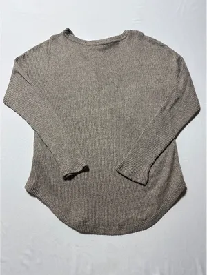 Cozy Taupe Ribbed V-Neck Sweater by no frills - Size Small thumbnail 7