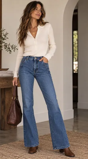 OAT New York High Rise Bootcut Trouser Denim Jeans thumbnail 1