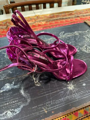 Cape Robbin Magenta Metallic 3D Floral Stiletto Sandals – Size 7.5 thumbnail 9