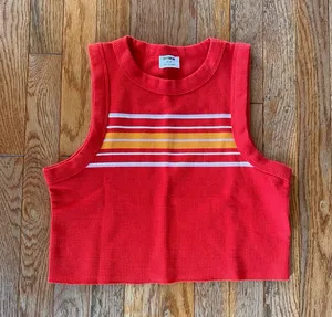 Red orange yellow white high neck Cotton:On Tank top thumbnail 1