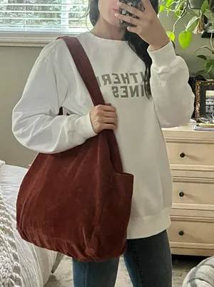 Corduroy Tote Bag Red thumbnail 2