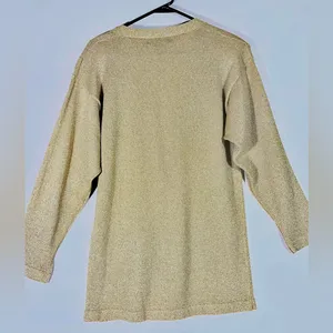 VTG LISA originals Sparkle Knit Cardigan Women S‎ Gold Button Front Long Sleeve thumbnail 2