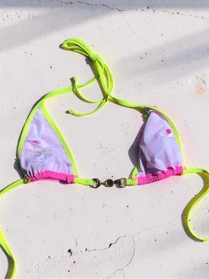 Hot Pink & Neon Yellow Pearl Accent Bikini Set Small thumbnail 15