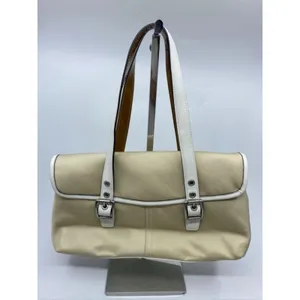 COACH Small Handbag Tan White Shoulder Travel Bag thumbnail 3