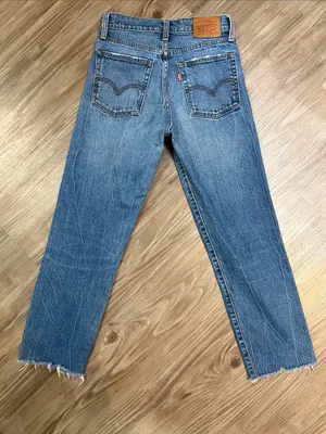 Levi’s Wedgie Straight Jeans 25 Lasting Impression Distressed Raw Hem $98 thumbnail 5