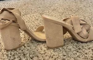 Lulus Alta Light Nude Suede Lace-Up Heels thumbnail 5