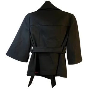 Old Navy Black Double-Breasted Belted Coat Size Small thumbnail 2