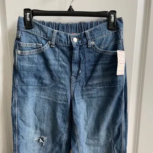Free People Chloe Baby Barrel Jeans Women XS‎ Blue Boho Elastic Back Distressed thumbnail 5