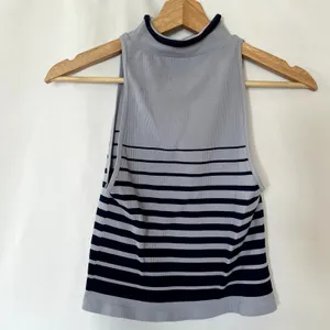 Intimately Free People blue navy striped turtleneck sleeveless top women's M thumbnail 3