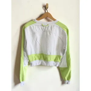 Without Walls White & Neon‎ Green Cropped Athletic Sweatshirt Women's Small thumbnail 2