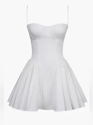 NEW HOUSE OF CB Samaria Corset Fit & Flare white Mini Dress sz S thumbnail 4