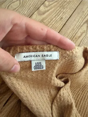 American Eagle Waffle Knit Tie-Front Top Size Large thumbnail 3